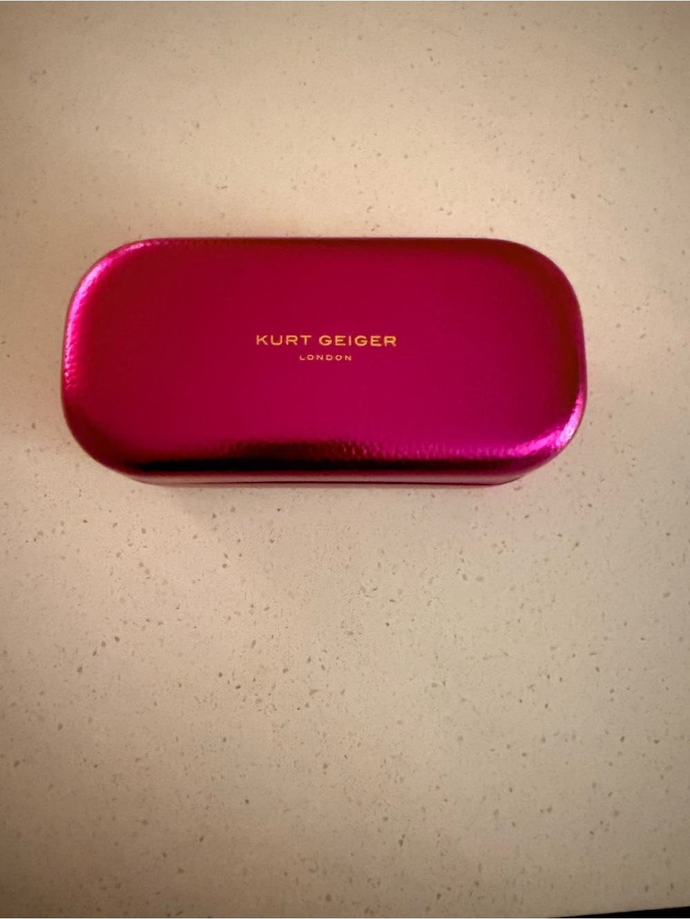 Kurt Geiger Metallic Fuchsia Eyewear Case with Gold Logo